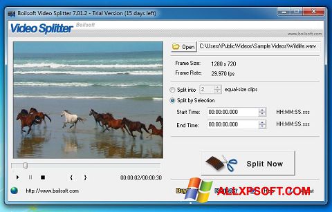 Captură de ecran Boilsoft Video Splitter pentru Windows XP