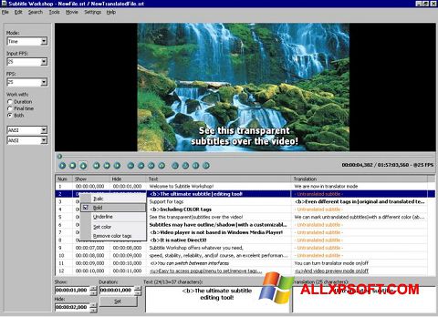 Captură de ecran Subtitle Workshop pentru Windows XP