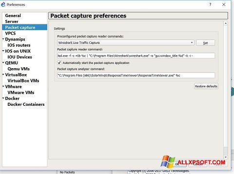 Captură de ecran Wireshark pentru Windows XP