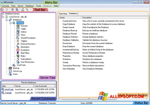 Captură de ecran InterBase pentru Windows XP