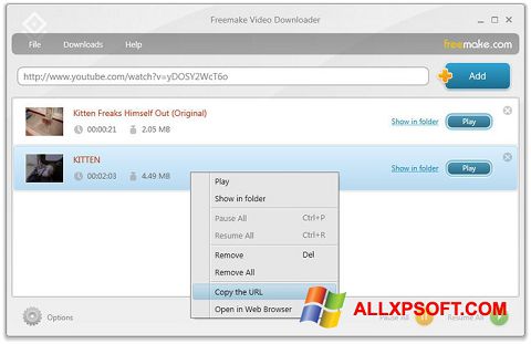 Captură de ecran Freemake Video Downloader pentru Windows XP