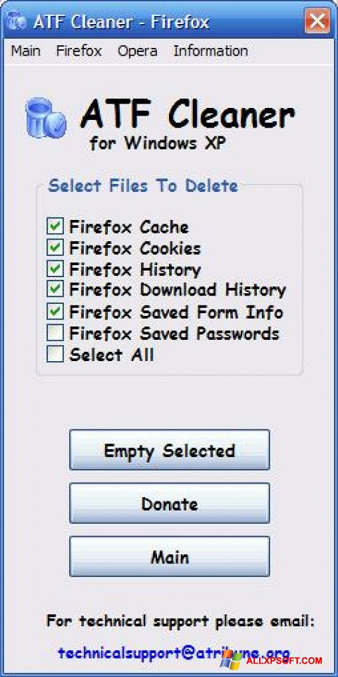 Captură de ecran ATF Cleaner pentru Windows XP
