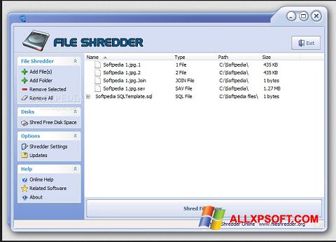 Captură de ecran File Shredder pentru Windows XP