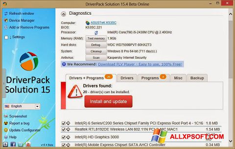 Captură de ecran DriverPack Solution Online pentru Windows XP