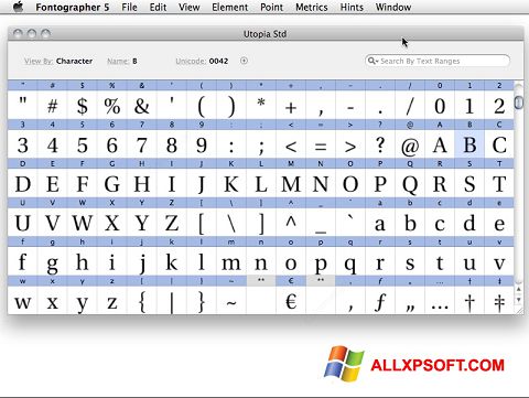 Captură de ecran Fontographer pentru Windows XP
