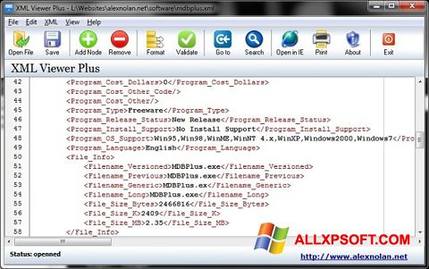 Captură de ecran XML Viewer pentru Windows XP