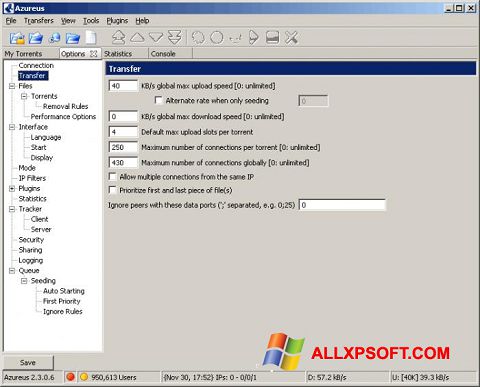 Captură de ecran Vuze pentru Windows XP