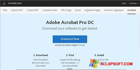 Captură de ecran Adobe Acrobat pentru Windows XP