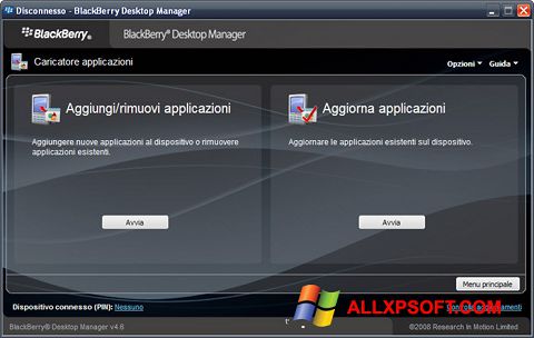 Captură de ecran BlackBerry Desktop Manager pentru Windows XP