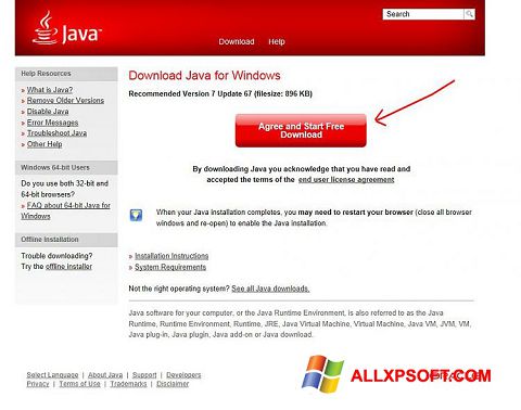 Captură de ecran Java pentru Windows XP