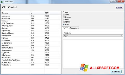 Captură de ecran CPU-Control pentru Windows XP
