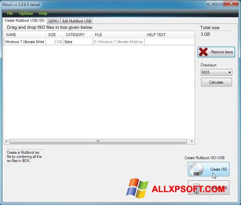 Captură de ecran XBoot pentru Windows XP