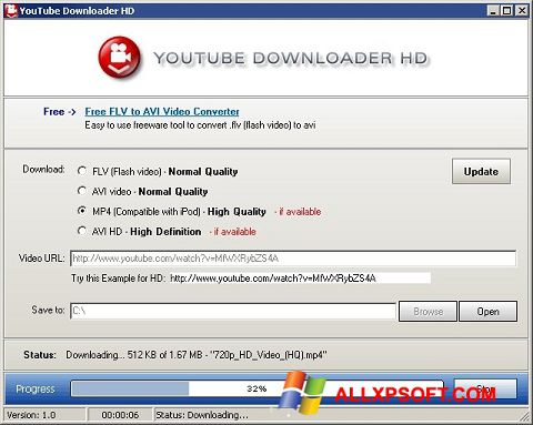 Captură de ecran Youtube Downloader HD pentru Windows XP
