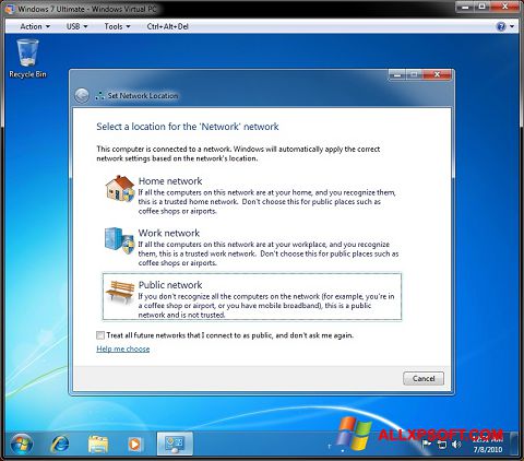 Captură de ecran Windows Virtual PC pentru Windows XP