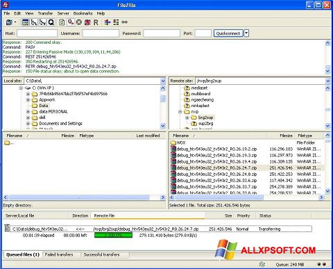 Captură de ecran FileZilla Server pentru Windows XP