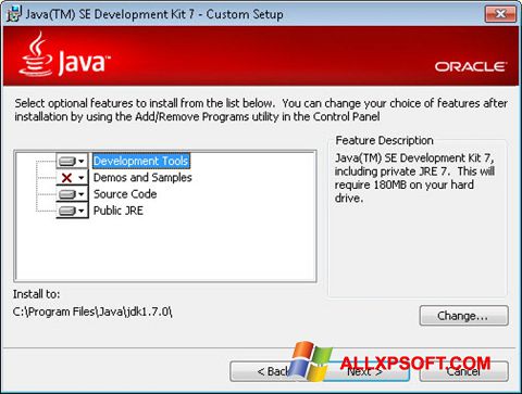 Captură de ecran Java SE Development Kit pentru Windows XP