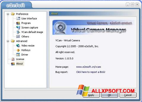 Captură de ecran VCam pentru Windows XP