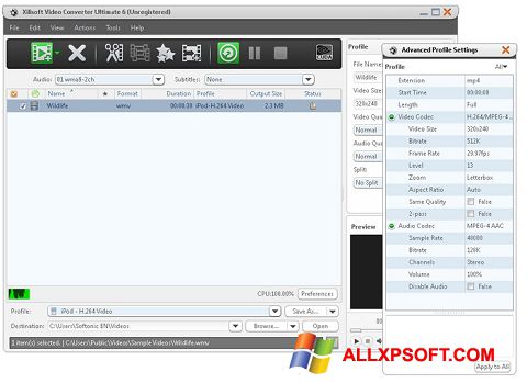 Captură de ecran Xilisoft Video Converter pentru Windows XP