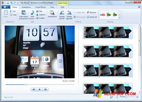 Captură de ecran Windows Live Movie Maker pentru Windows XP