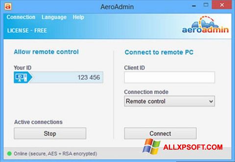 Captură de ecran AeroAdmin pentru Windows XP