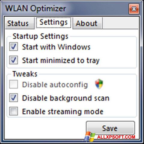 Captură de ecran WLAN Optimizer pentru Windows XP